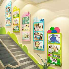 幼儿园墙面装饰贴环创主题美术成作品画展示楼梯扶手教室布置文化
