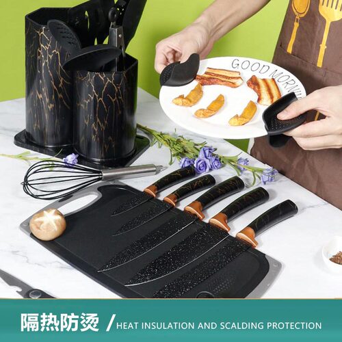 Silicone Pot Spatula Soup Spoon Set of 25 - Non-stick Silicone Spatula, Gold-plated Knife, Nordic Silicone Kitchenware Set for Wholesale