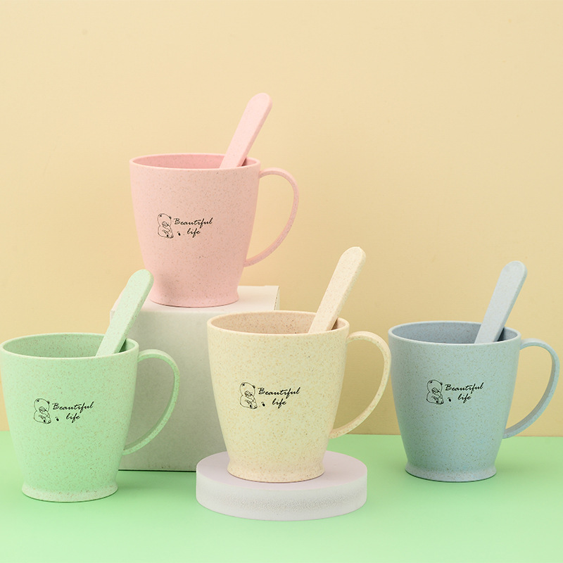 Wheat Straw Water Cup Home Office Tea Cup Drinking Cup Eco-friendly Mug Disposable Cup Logo Printing Available 