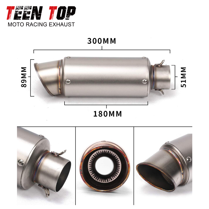 Suitable for Motorcycle Modified Exhaust Pipe R3 250Rr, Short Tube with Slanted Mouth, Large Displacement Sc Tail Section, 51 Caliber