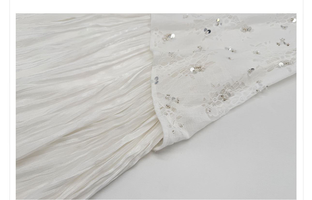 Đầm maxi tay bong bóng mở rộng vai — Tuyết Xanh, Aurora trắng chi tiết 17