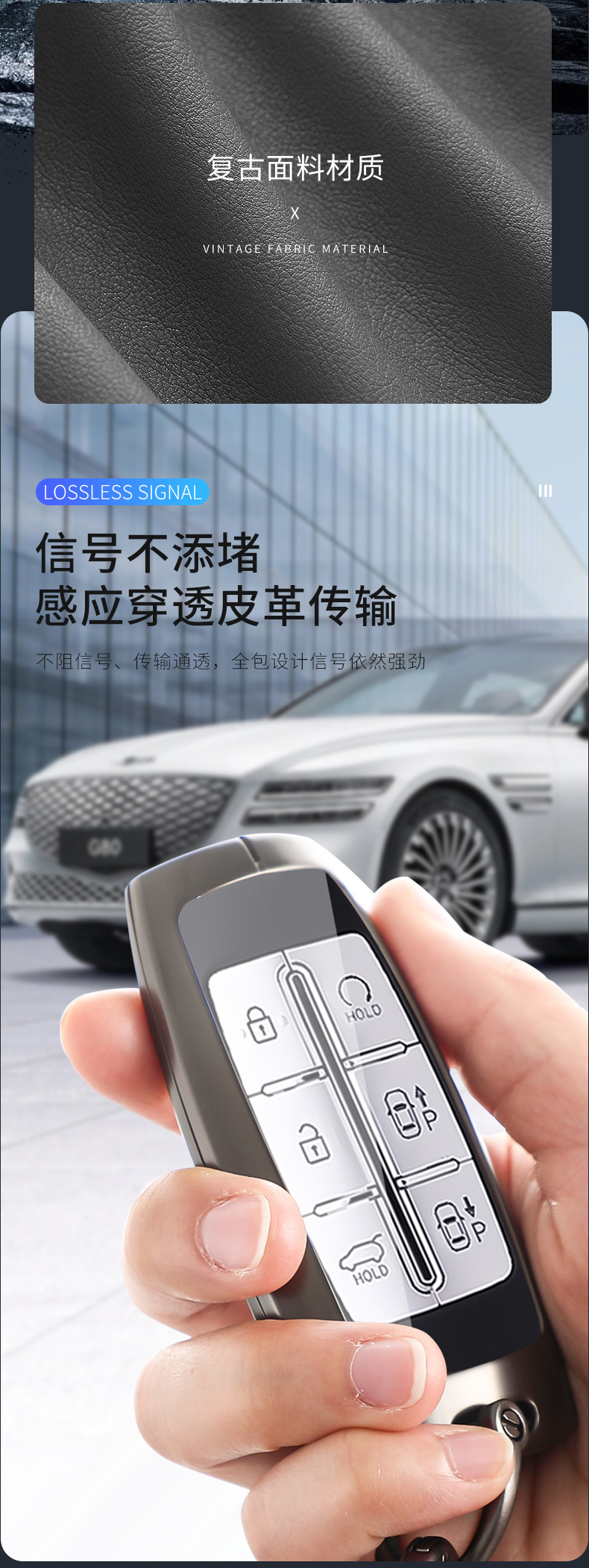 Suitable for Genesis Key Cover G80 Shell G70 High-End Gv80 Alloy Gv70 Car Key Case for Men