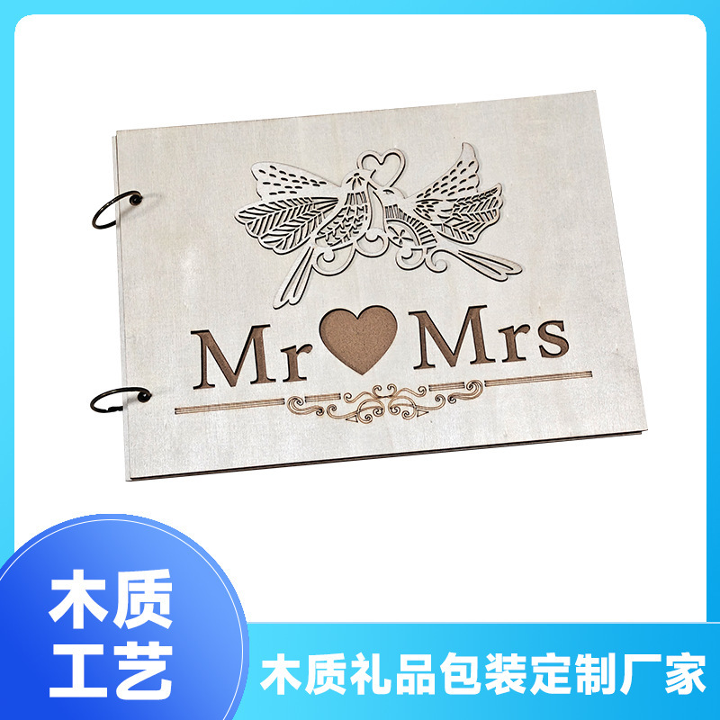 Professionally Customized Wooden Photo Frame Mr. and Mrs. Mrmrs Wedding Guest Sign-In Book Wedding Signature Book Sign-In Book