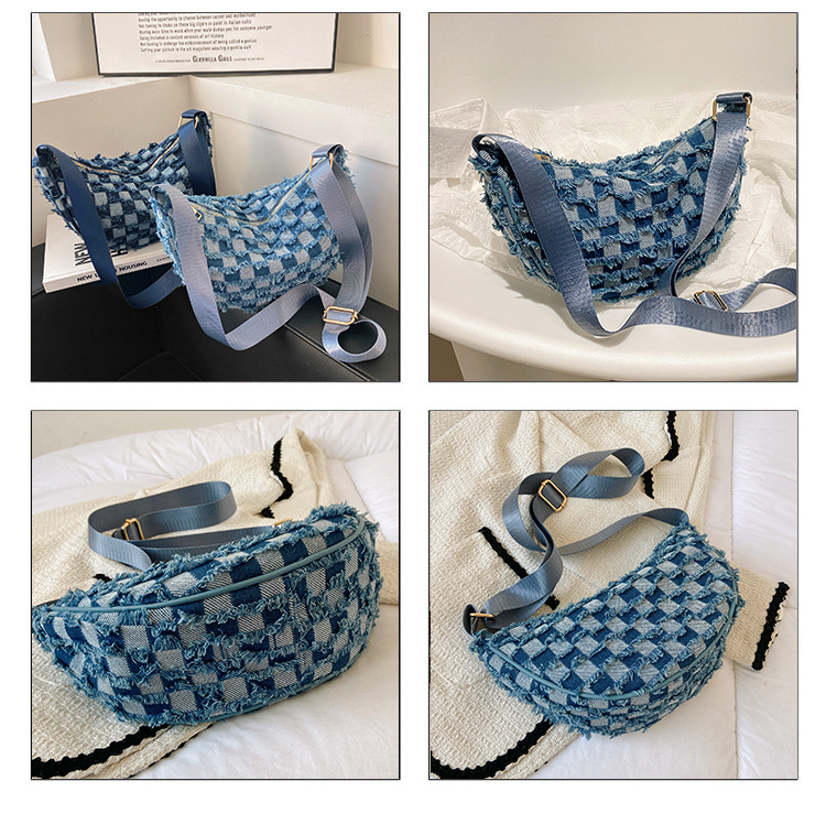 Denim Patchwork Shoulder Crossbody Bag For Women Stylish Canvas_voghion.com