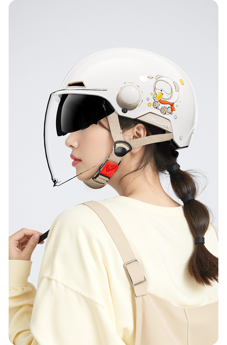 Cable Helmet Electric Vehicle Women's 3C Certified All-Season Universal Cute Winter Warm Motorcycle Helmet for Men