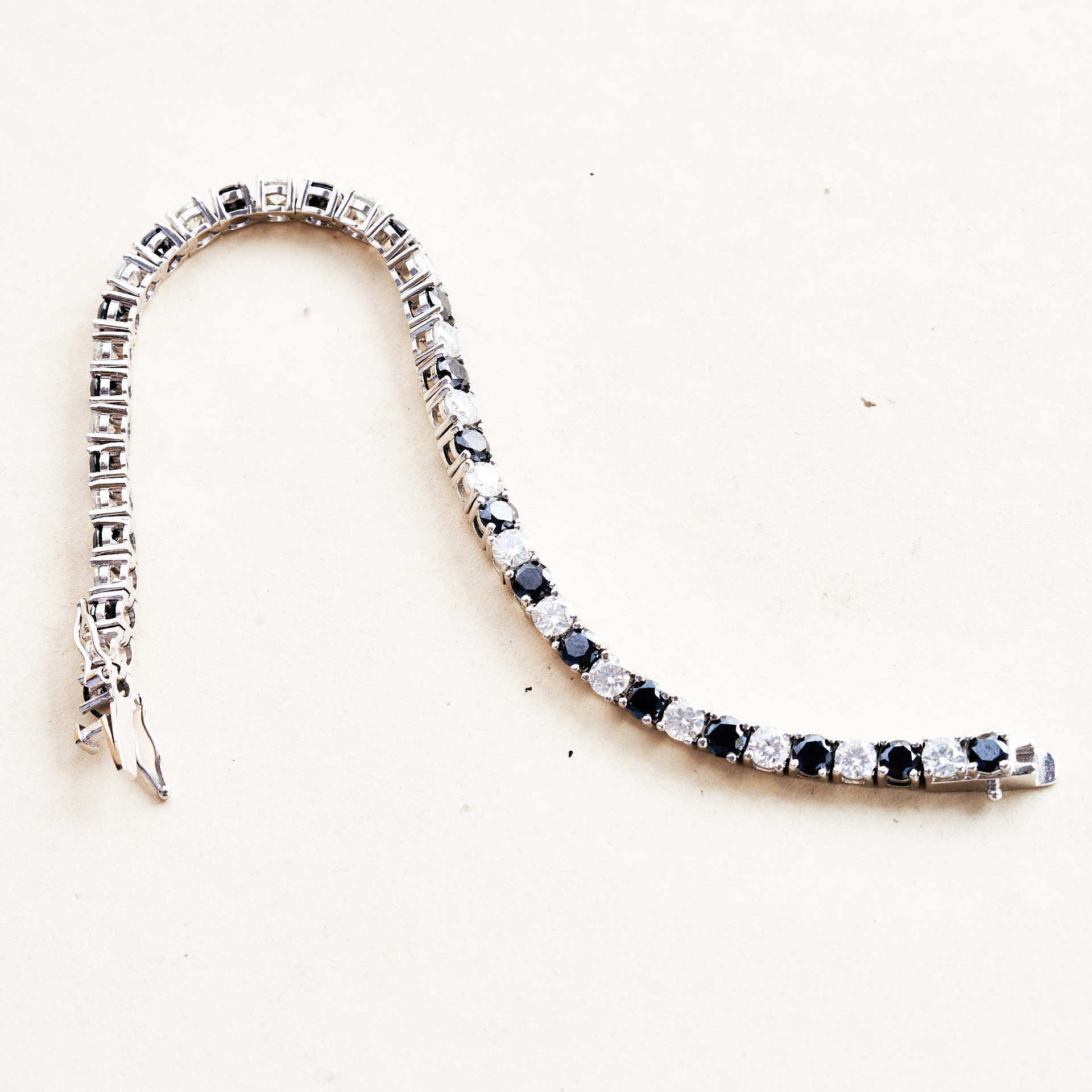 3/4/5mm moissanite tenis pulsera nuevo blanco y negro de las mujeres plata esterlina completa diamante fila simple moda