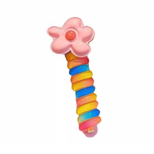 Children's curly colored telephone wire hair ties cute braided hair artifact hair accessories girls ponytail hair rope little girl headband