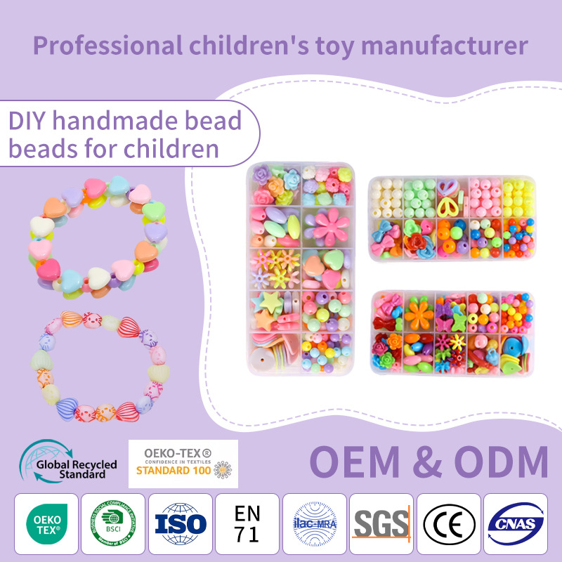 Fabricantes de juguetes de cuentas para niños pulseras diy paquete de material hecho a mano 10 cuentas caja de regalo al por mayor