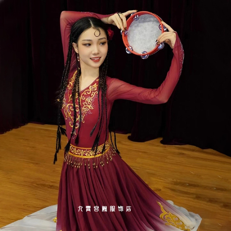2025款维族大摆裙新疆舞蹈演出服成人民族演出服艺考表演少数民族