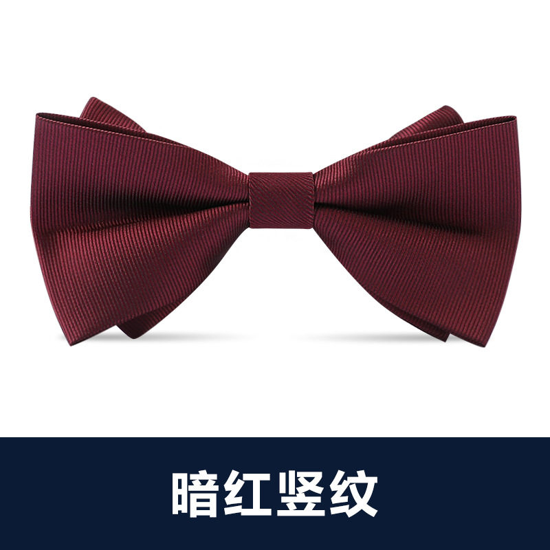 ↬↬↬짙은 적갈색 세로 스트라이프 보타이