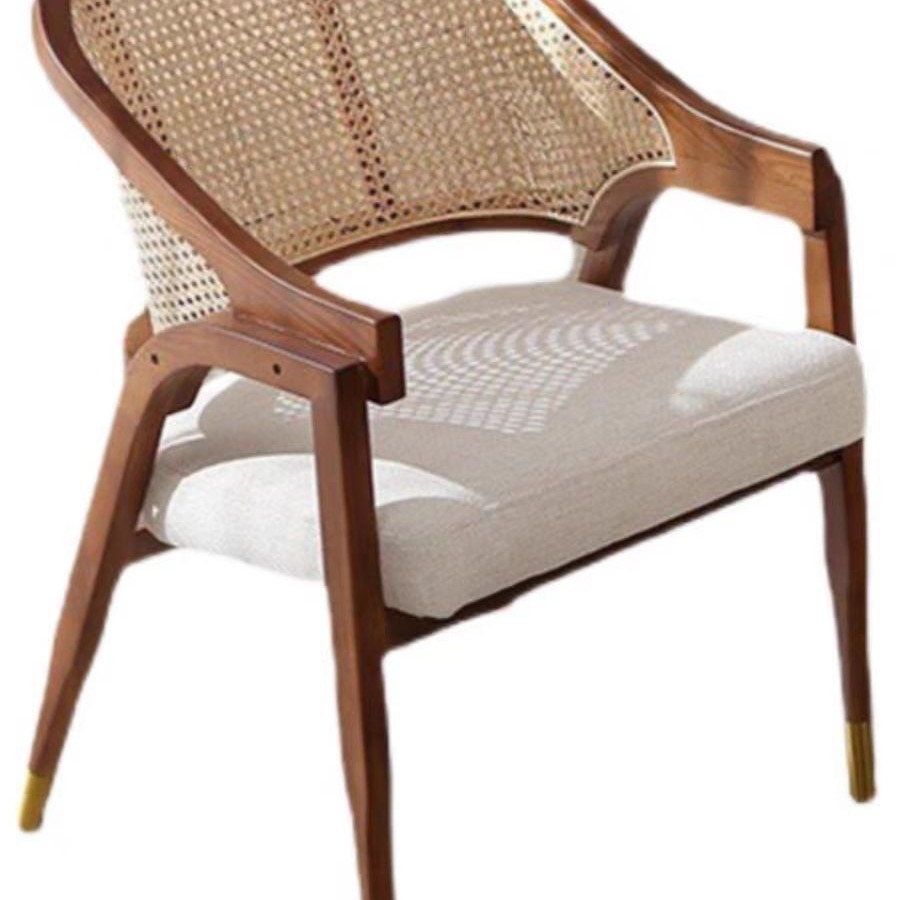 Mesa y silla de comedor de madera sólida nórdica, respaldo negro, silla casual, diseño simple, hogar pequeño