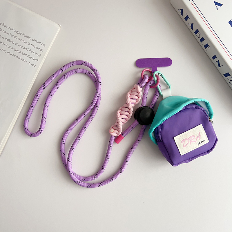 Sombrero de setas azul - púrpura claro + línea negra púrpura gran cuerda larga de mina + tarjeta t púrpura profunda + botón d verde