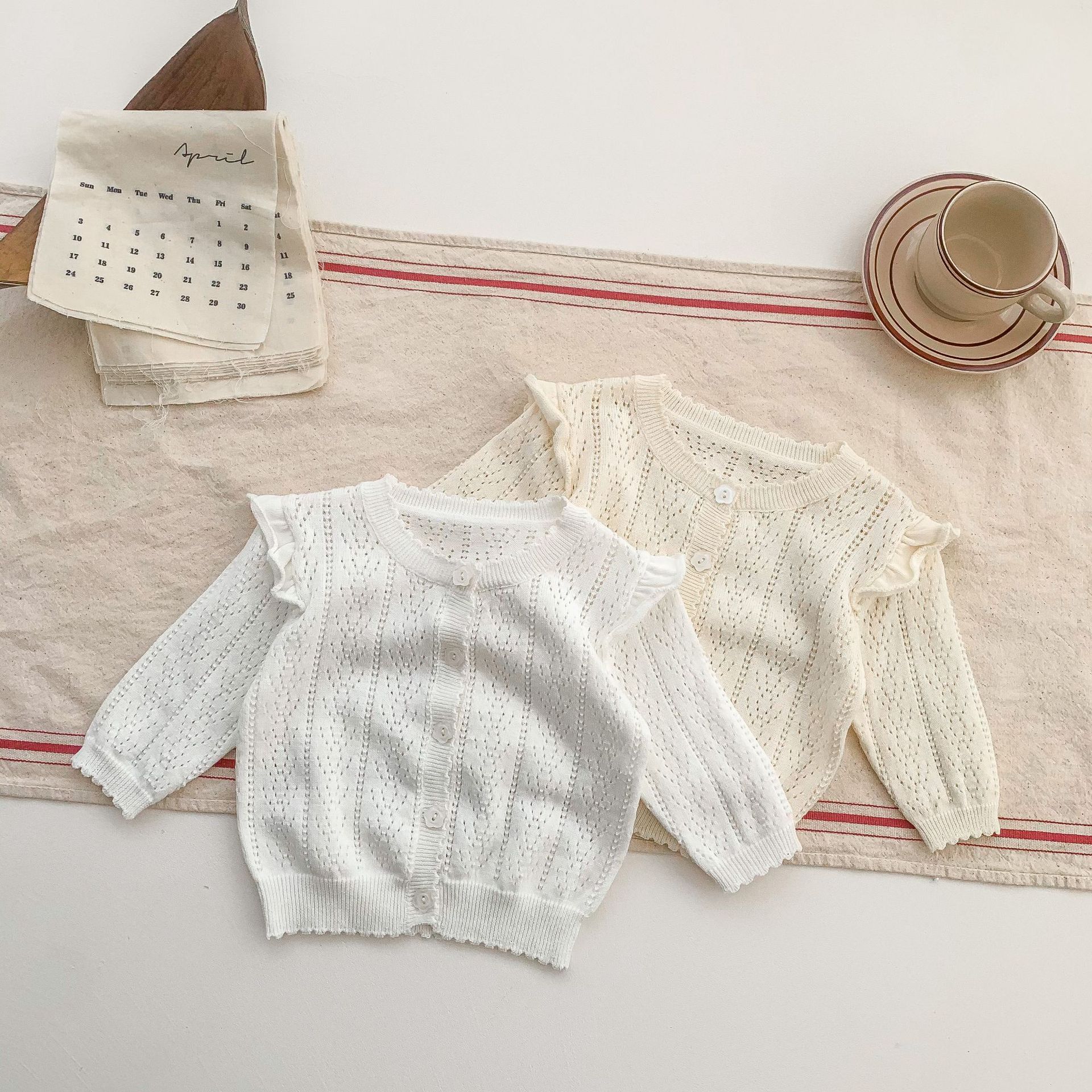 Baby and Toddler Spring and Summer Girls Sweet Breathable Cotton Infants and Toddlers Soft Solid Color Air Conditioning Shirt Sun Shirt Cardigan