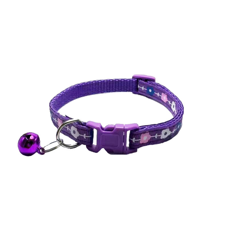 Amazon mascotas transfronterizas al por mayor collar de mascotas flor impresión collar de campana collar de perro gato collar en stock