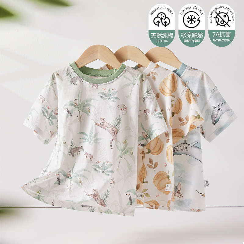 Baby Top Cotton Baby Short-sleeved T-shirt Summer Thin Children's Underwear for Boys Summer Girls' Boneless Clothes