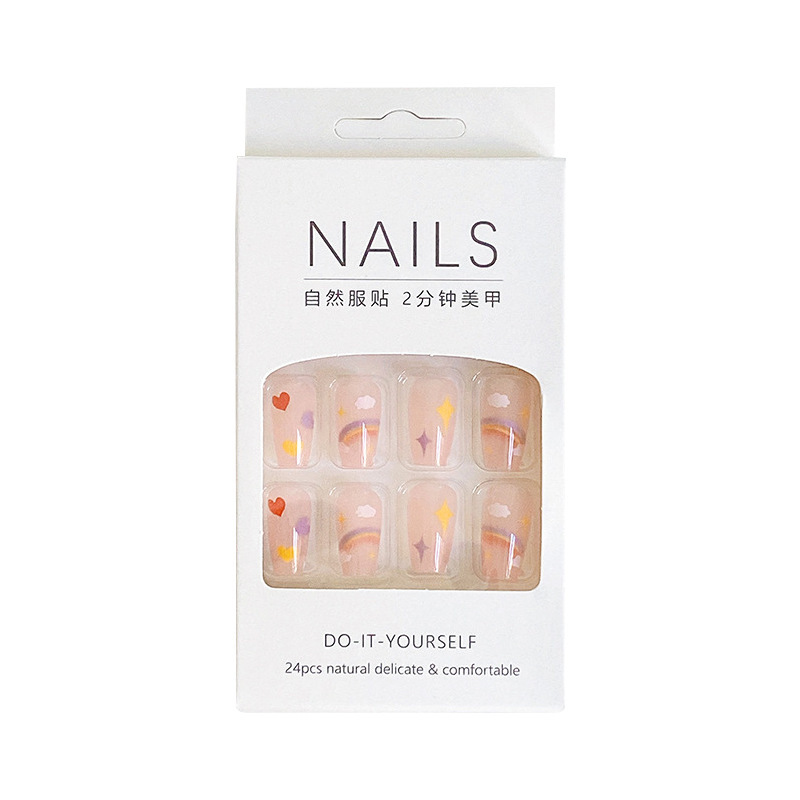 Pequeño Libro Rojo TikTok usar gel de gelatina de uñas parche de uñas desmontable corto terminado temperamento de belleza de uñas pieza de belleza de uñas