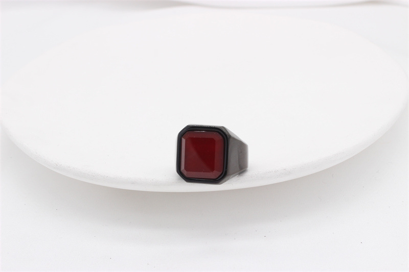 21g Weight Artificial Gemstones Inlay Material Rings Classification 1 Piece Quantity Holiday, Banquet Occasion Titanium Steel Material Square Pattern Men's Gender Inlay Design Simple Style Style Simple Style Square Titanium Steel Inlay Artificial Gemstones Men's Rings 4