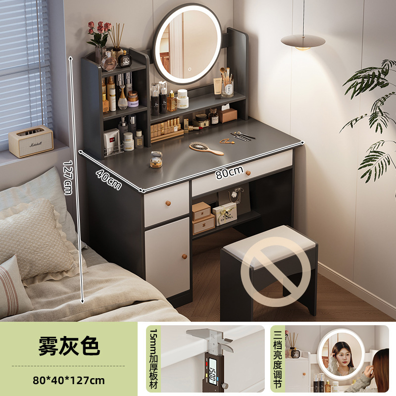 Comedor de vestir dormitorio simple y moderno 2025 nuevo tipo de lujo pequeño tipo de casa principal dormitorio almacenamiento en una simple mesa de maquillaje