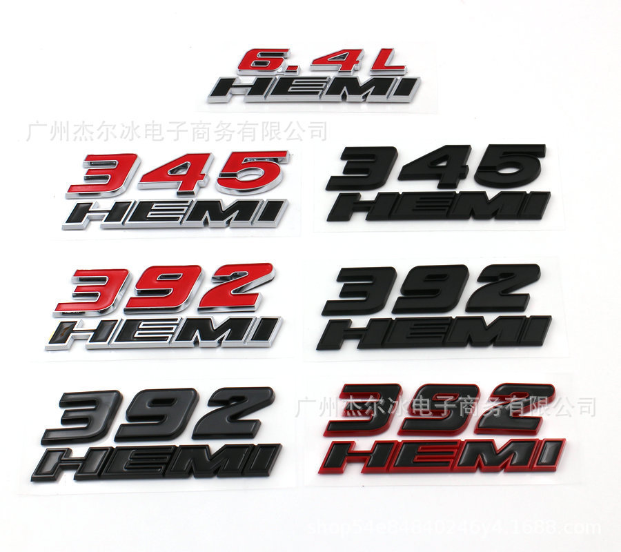 Suitable for Dodge Modified Car Logo 6.4L345392Hemi Car Logo Abs Modified Sticker Side Logo Wheel Arch