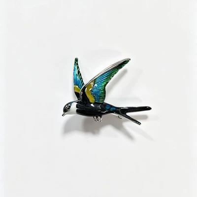 Chinese-Style Retro Enamel Animal Brooch, Elegant and Luxurious Swallow Brooch, Bird Pin, Versatile Clothing Accessory, in Stock (Yaxa sancaqları) - a23-184