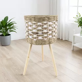 Cesta de Flores Decorativa Tejida a Mano de Cuerda de Papel para Sala de Estar y Oficina image 35