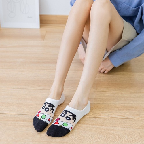 Summer thin silicone anti-fall socks Japanese cartoon women's boat socks Couple shallow socks invisible socks student socks
