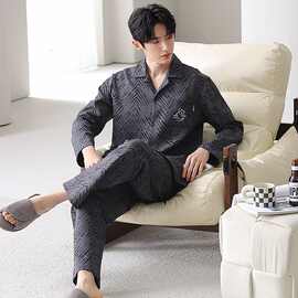 睡衣男款春秋款纯棉长袖男式秋冬季青少年男士秋季大码家居服套装