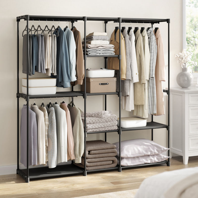 Simple and Easy-To-Assemble Closet Storage Organizer, Portable Coat Rack, Freestanding Wardrobe
