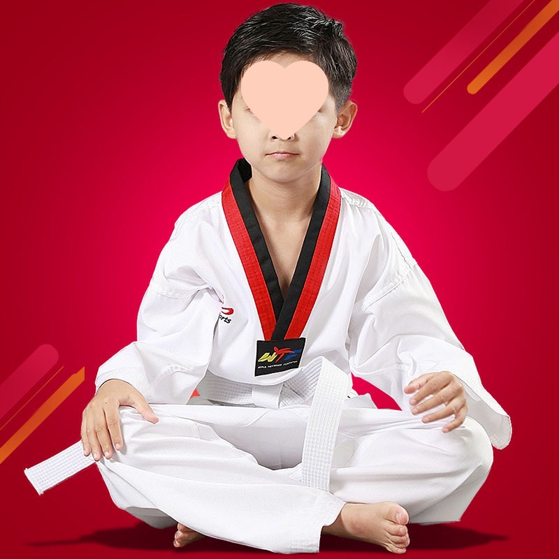 Taekwondo Long-Sleeved Taekwondo Uniforms for Children, Pure Cotton Training Women's Taekwondo Uniforms, Short-Sleeved Men's Adult Clothing for Beginners