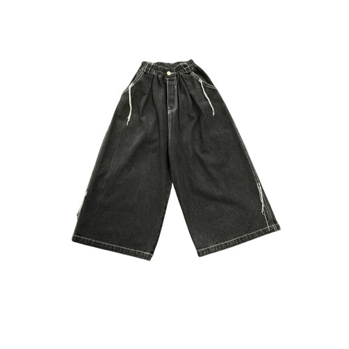 Kids' Straight Leg Jeans 2024 Spring Collection Korean Style Wide Leg Pants with Oceanic Style Braces, Versatile and Trendy