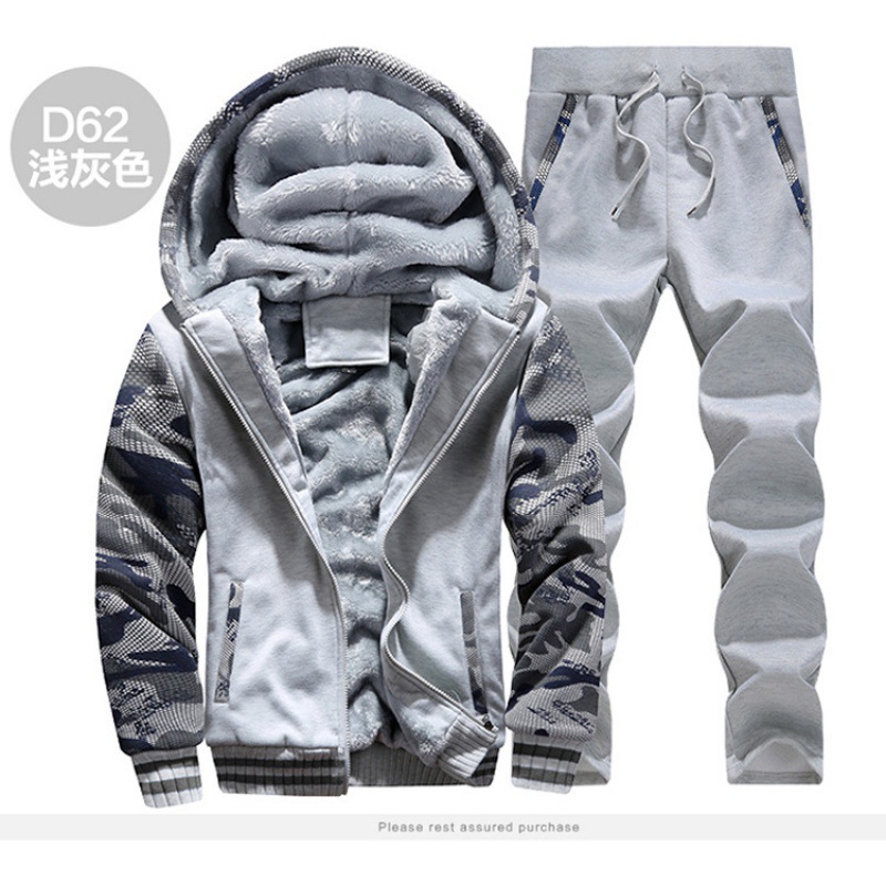 Nueva ropa de invierno para hombres engrosada y terciopelo calentamiento conjunto de camisas deportivas camufladas tamaño 5XL fábrica al por mayor D62