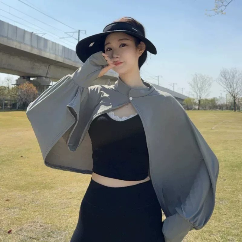 防晒披肩女夏季冰丝透气骑车开车外搭小坎肩防紫外线罩衫斗篷