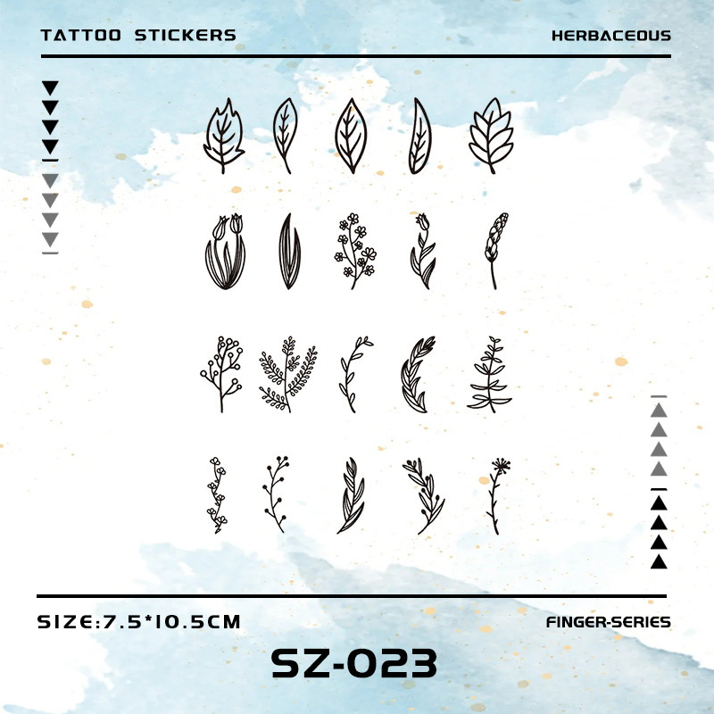 Simple Plant and Herbal Tattoo Stickers, Personalized Finger Stickers, High-End Realistic Tattoo Designs, Waterproof and Rub-Resistant, Trendy