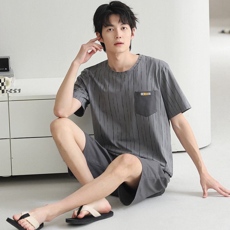 Pijamas modales para hombres verano 2025, nuevo conjunto de ropa casera, mangas cortas, sueltas y grandes, se puede usar fuera.