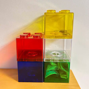 ins Wind Building Blocks Shape Piggy Bank Coin Stackable Piggy Bank Transparent Plastic Coin Debris Building Blocks