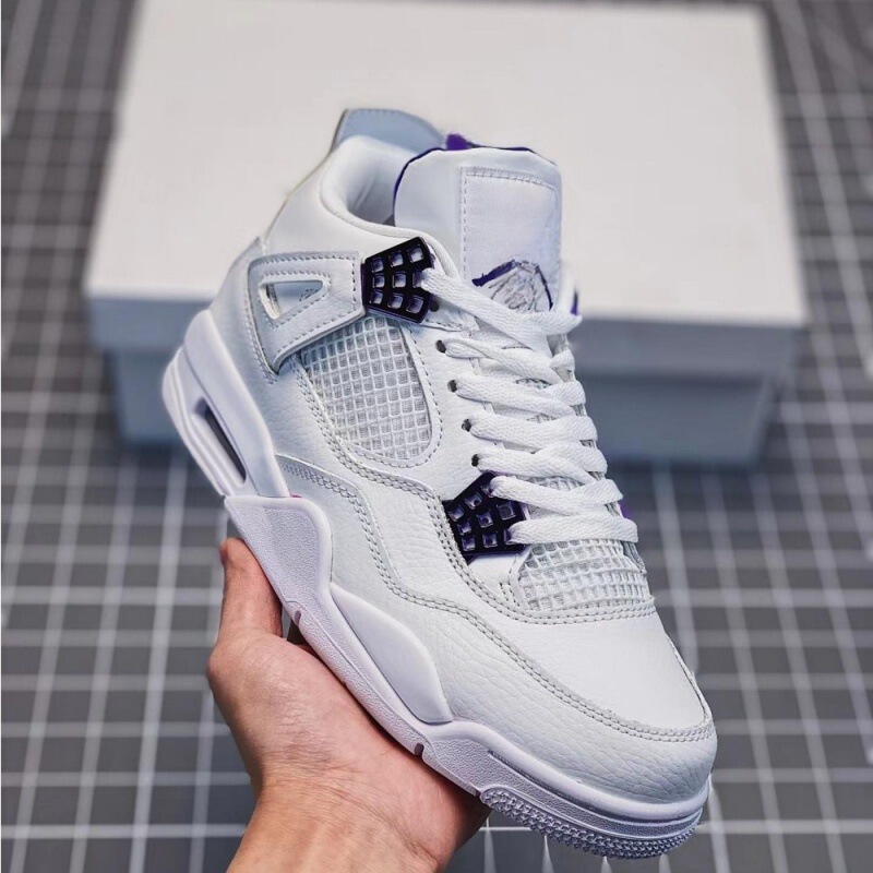 莆田工場 aj4 ピュアオリジナルバスケットボールシューズダークグリーンジョー 4 パープルデニム滑り止め耐摩耗性男性と女性のカジュアルランニングシューズ|undefined