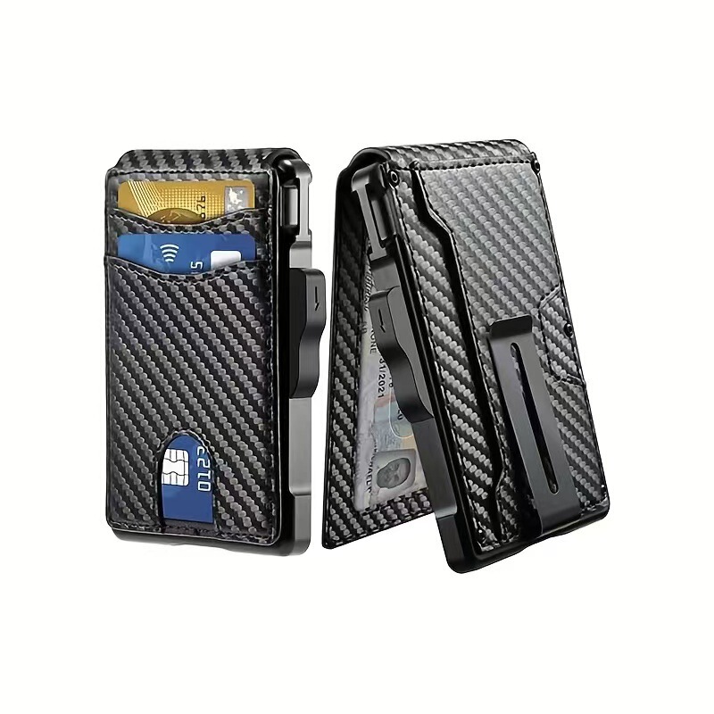 Cross-Border Hot-Selling Rfid Men's Genuine Leather Card Holder Metal Anti-Magnetic Automatic Card Ejection Wallet Credit Card Business Card Box Wallet Cross-Border Hot-Selling Rfid Men's Genuine Leather Card Holder Metal Anti-Magnetic Automatic Card Ejection Wallet Credit Card Business Card Box Wallet