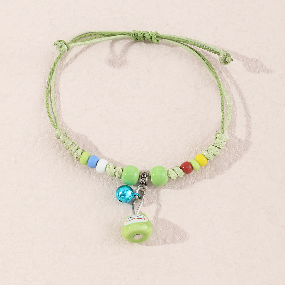Fashion Green Beaded Bracelet Bell Pendant Adjustable Bracelet display picture 2
