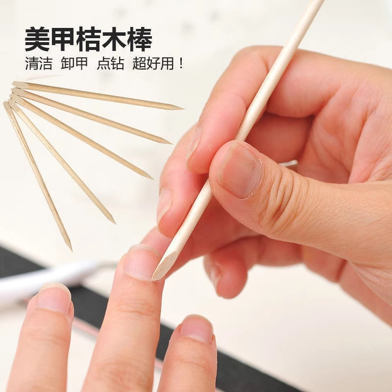 100 Orange Wood Sticks for Manicure, Dot Drill Tools, Orange Wood Sticks for Manicure, Cuticle Removal, Wearable Manicure and Nail Removal Sticks