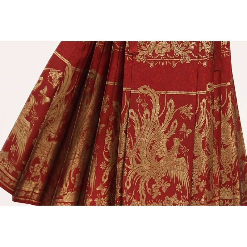 Phoenix, retro long skirt, bright catchy style, Chinese style, fitted
