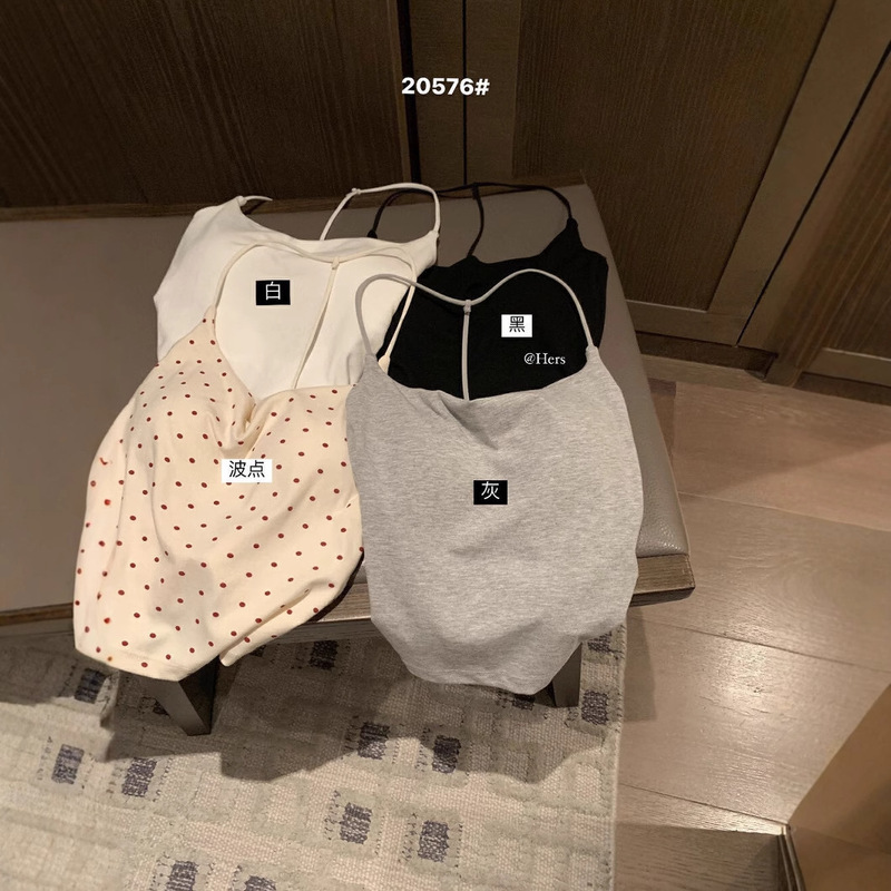 【Hers】20576Bra Sling Korean Style Halter Racer Vest Sling Versatile Slimming Look with Chest Pad Base