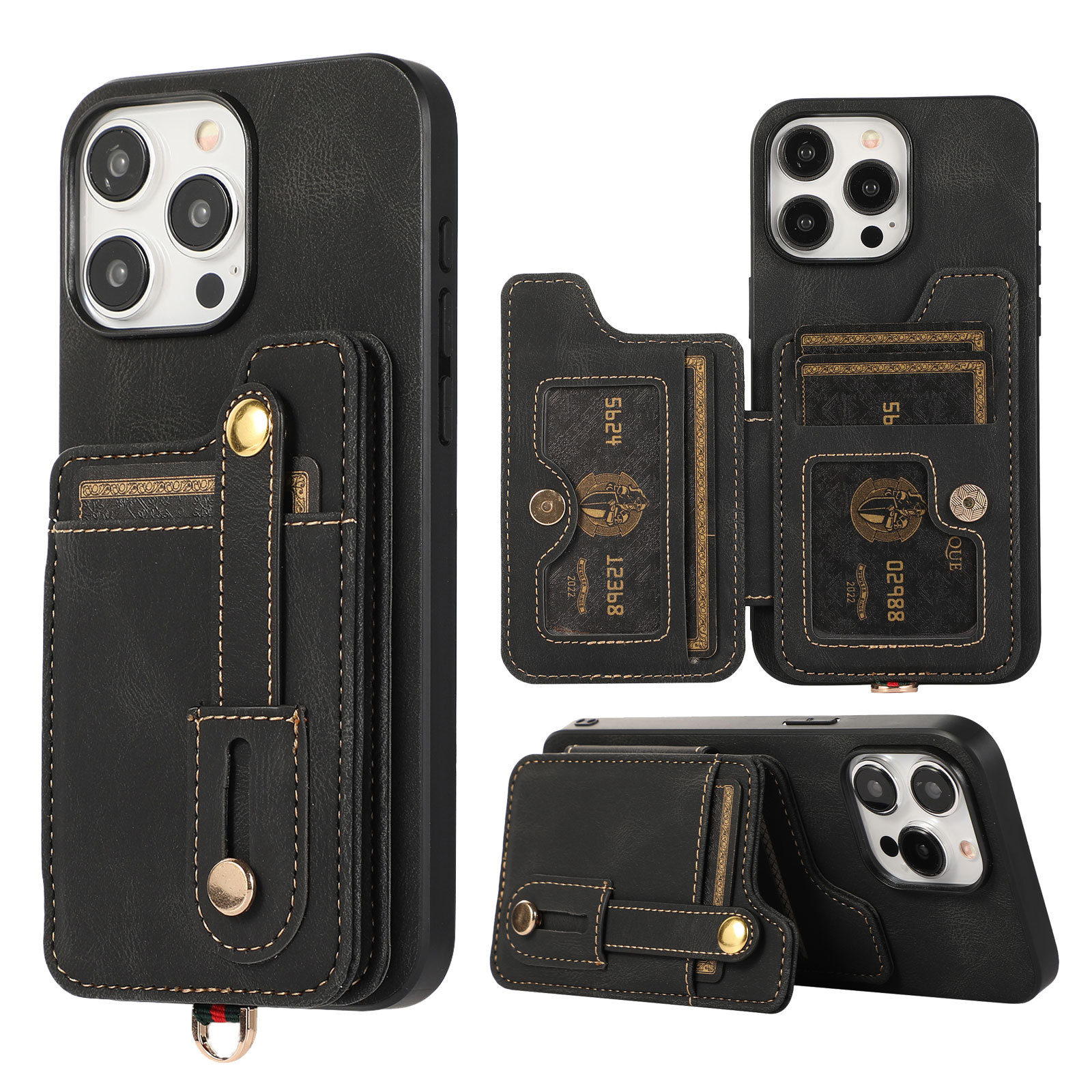 Adequado para bolsa antirroubo para iPhone 15 Pro, inserção de cartão em forma de U para Samsung S23, carteira com abertura esquerda e direita,_voghion.com