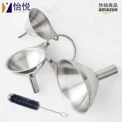Amazon stainless steel funnel three-piece mini funnel oil filler sauce drainer wine drainer integrated liquid dispenser
