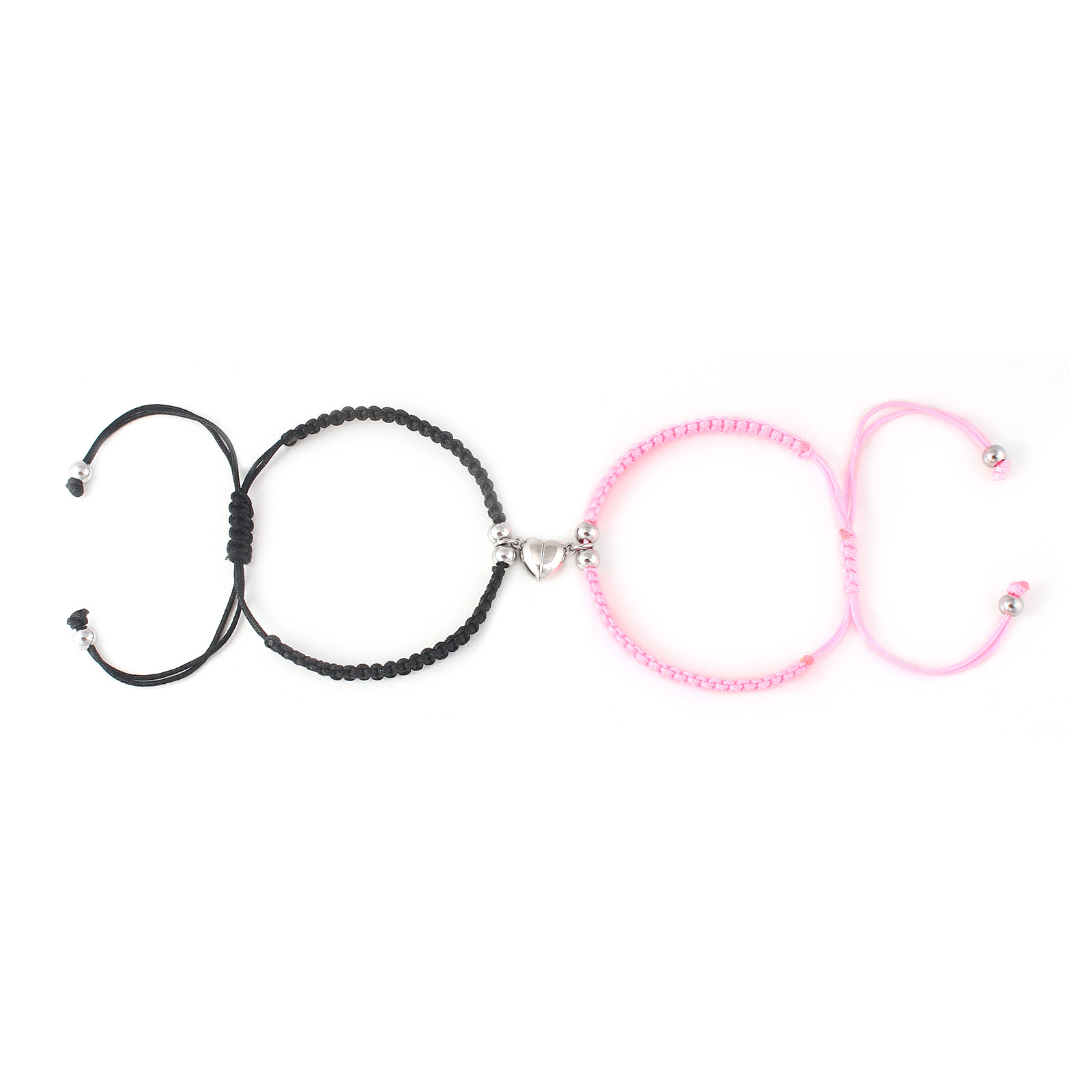 INS Style Heart Shape Stainless Steel Knitting Unisex Bracelets 1 Pair