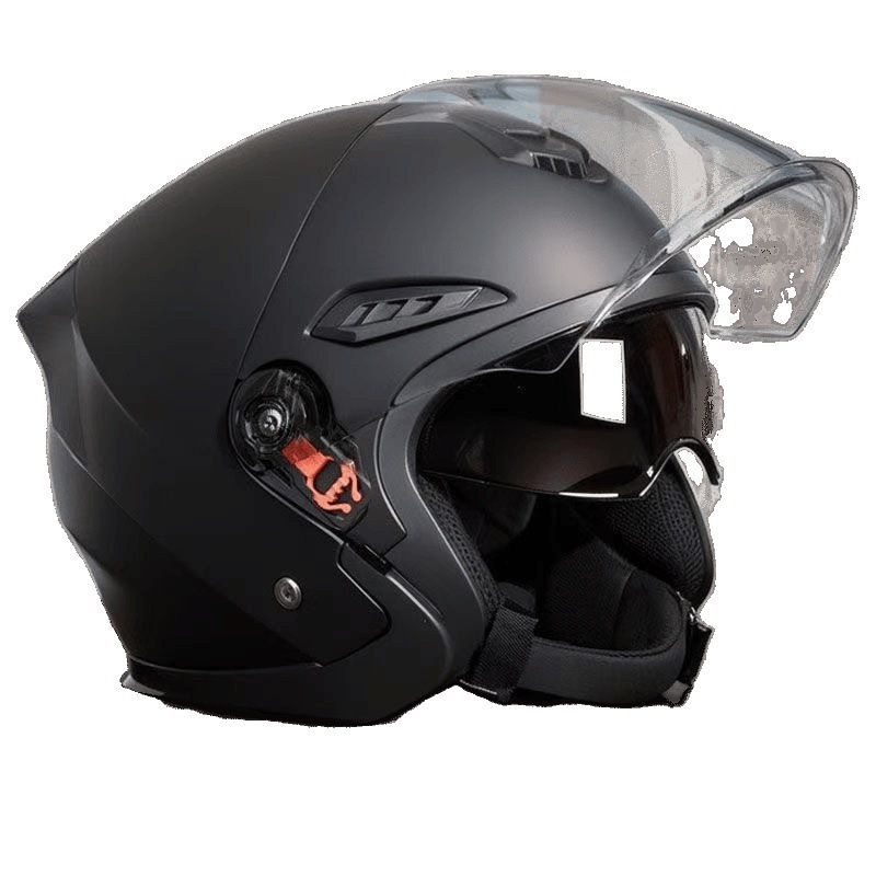 Casco de vehículo eléctrico para hombres y mujeres, doble espejo de invierno, medio casco caliente, sombrero de motocicleta universal de cuatro estaciones
