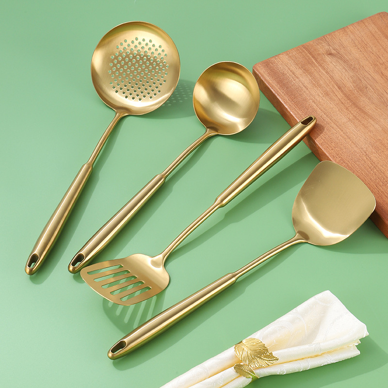 304不锈钢锅铲厨房烹饪工具打蛋器勺子漏勺防烫加厚家用厨具套装