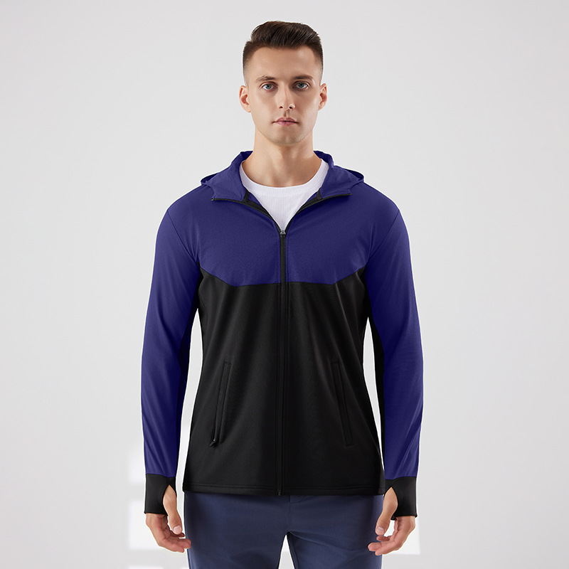 Deportes suéter con capucha de los hombres de otoño e invierno al aire libre correr fitness a prueba de viento cálido forro polar con capucha chaqueta deportiva casual
