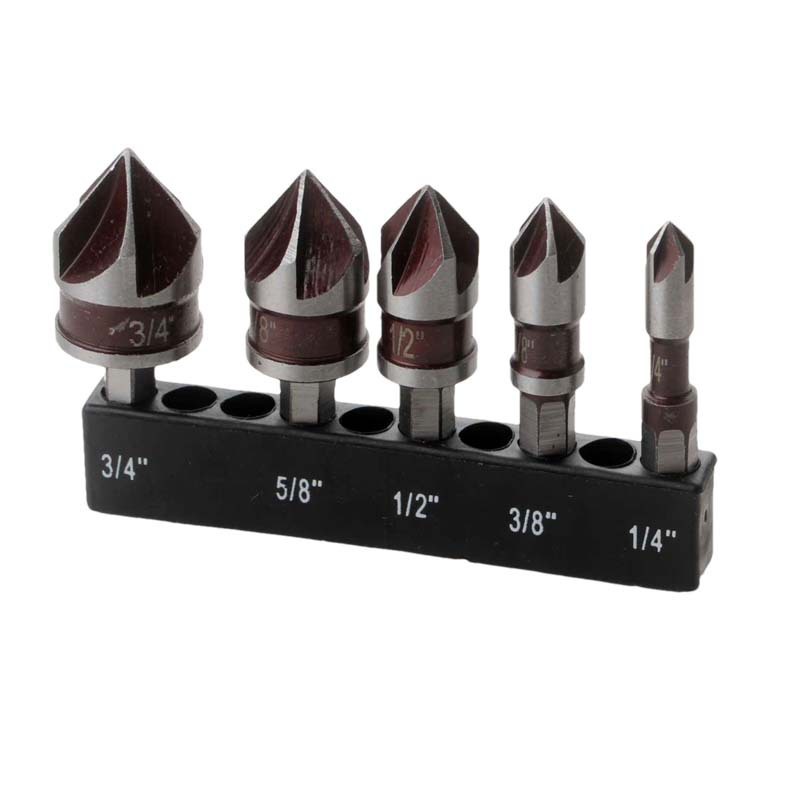 5pcs红色六角柄五刃倒角器3