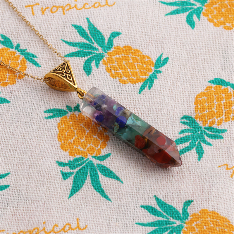 wholesale jewelry irregular shape semi-precious stone pendant stainless steel necklace nihaojewelry