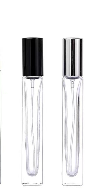 Botella de perfumes de vidrio transparente botella de perfumes botella de tornillo portátil botella de muestra de cosméticos 10ml botella de spray cuadrada